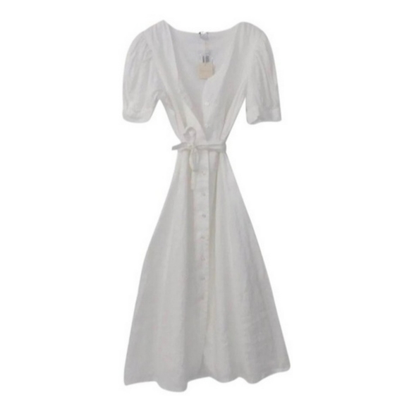 Magaschoni | Dresses | Magaschoni White Linen Button Down Dress | Poshmark